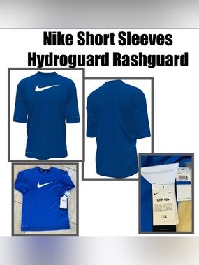Nike Big Boys Solid Short Sleeves Hydroguard Rashguard